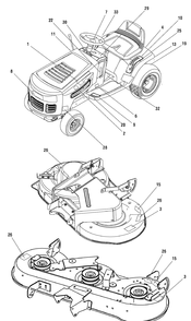 Decal Group Diagram and Parts List for 7800400-ELT22460H 2009 Briggs and Stratton Lawn Tractor